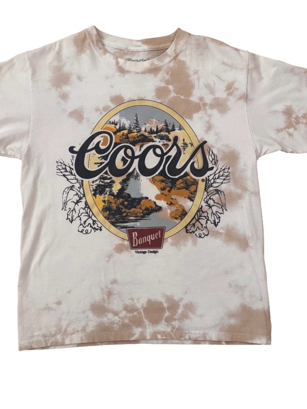 Recycled Karma Women’s Coors Banquet Graphic Tie Dye T Shirt Relaxed Size S